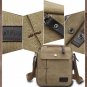 Brown Canvas Vintage Mens Messenger Bag for College, Zipper Pockets, Small Size