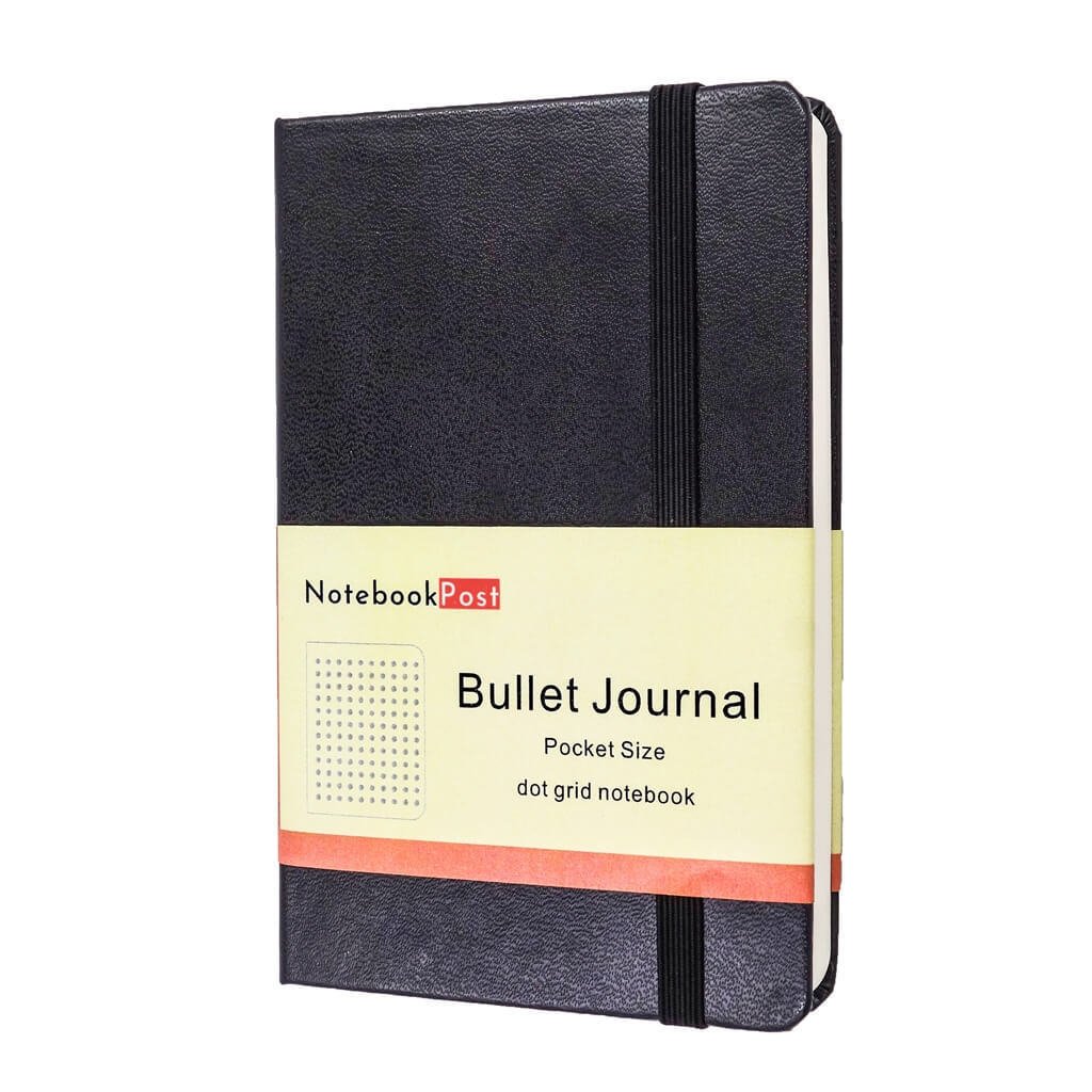 Classic Bullet Dotted Journal Notebook Pocket A6 Hardcover, 160 Dotted Grid Pages,Black