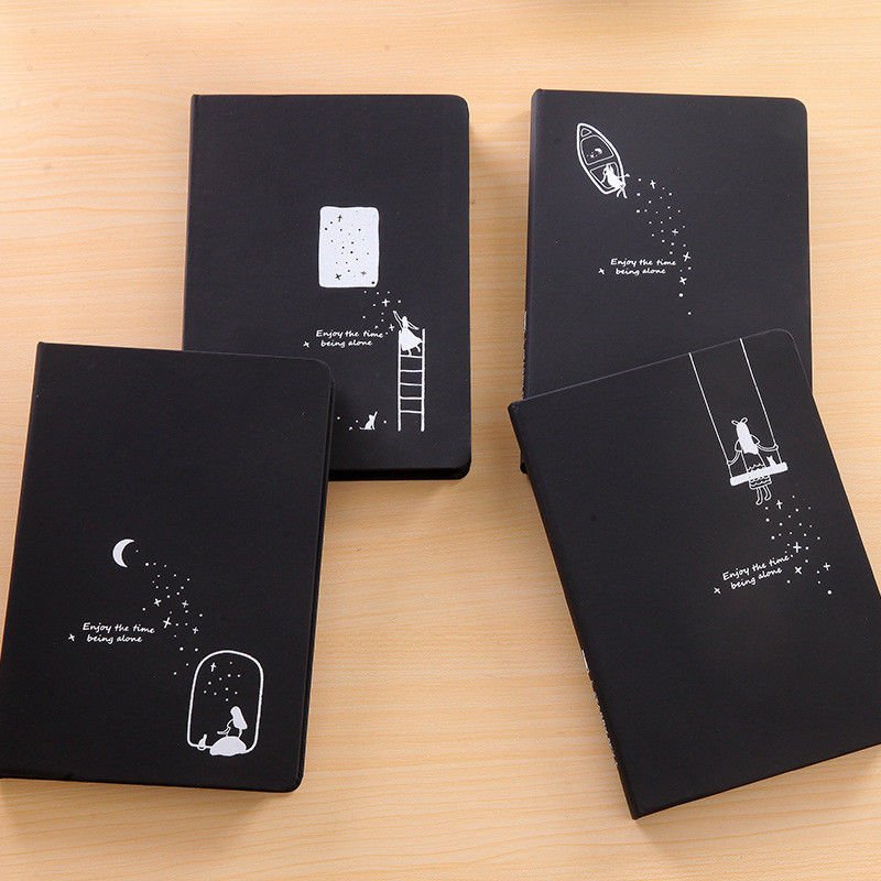 Black Page Notebook with Black Cover, Black Cardboard Paper Pocket ...