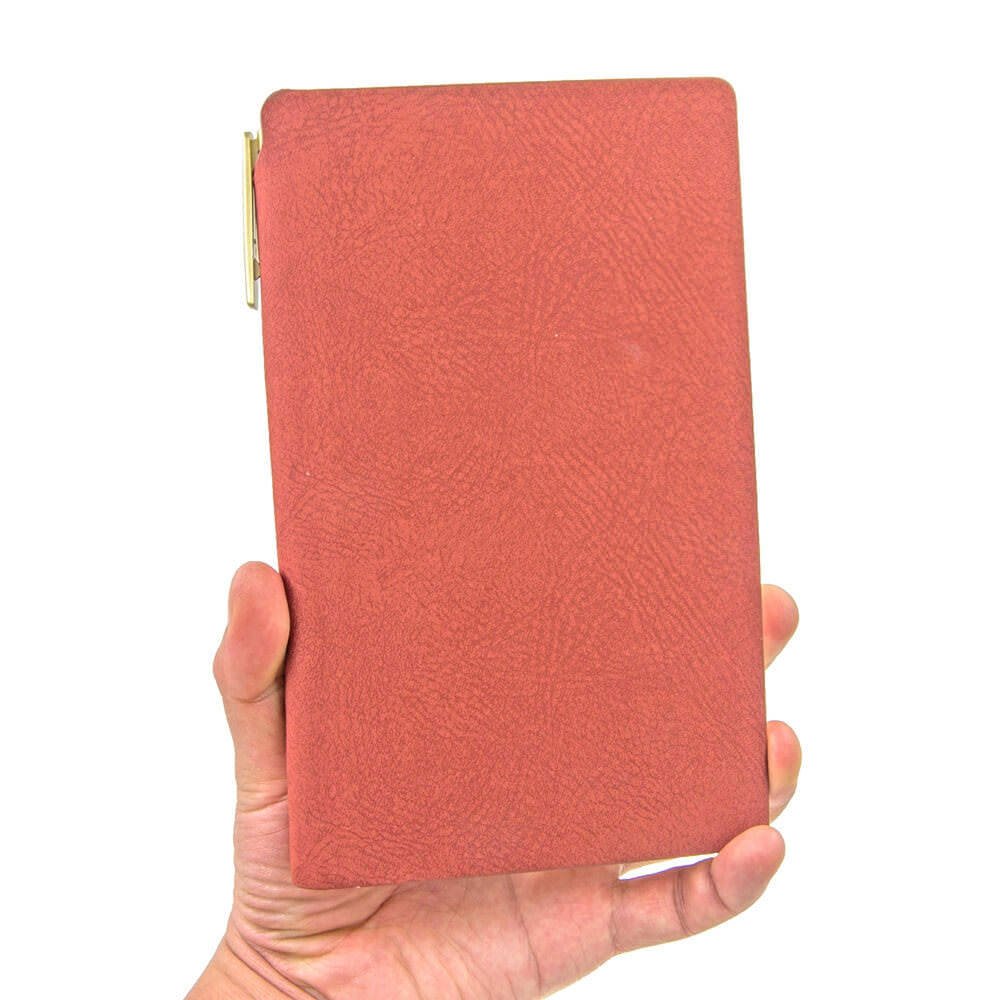 A6 Faux Leather Journal with Pen, Classic Notebook Wide Ruled 240 Pages