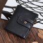 Classic Black Geniune Leather Men's RFID Blocking Short Wallet Cards Coin Purse