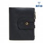 Classic Black Geniune Leather Men's RFID Blocking Short Wallet Cards Coin Purse