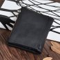 Classic Black Geniune Leather Men's RFID Blocking Short Wallet Cards Coin Purse