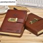 Vintage Brown Leather Diary Writing Journal with Combination Password Lock
