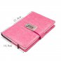 A5 PU Leather Cover Journal with Password Lock Bookbound Ruled Diary Book - Pink