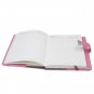 A5 PU Leather Cover Journal with Password Lock Bookbound Ruled Diary Book - Pink