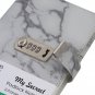 A5 Marble Notebook Diary with Lock Leather Hardcover Lined Paper Writing Journal
