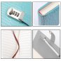Sky Blue Synthetic Leather Traveling Journal with Combination Lock Lined Diary