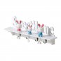 "Sweet Home" Rustic White Wood Wall Shelf with 4 Hooks Hanger for Clothing, keys