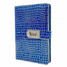 Blue Stone Password Lock Diary Notebook Leather Cover, Lined Page Journal, A5