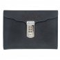 Black Trifold Leather Diary Notebook with Password Lock, Pen Loop, Card Holder