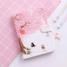 Pink Girls Paper Notebook Cherry Blossom Faux Leather Cover Lined Page Dairy