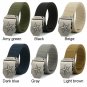 Mens Long Canvas Belt Silver-Tone Star Embossed Metal Buckle 1.5" Webbing Belt