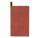 A6 Pocket Size Paper Journal with Pen Wide Ruled Brown Leather Cover 240 Pages