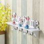 Small Wall Shelf White with 4 Hooks Wooden Rustic Home Decor 18.5", "Sweet Home"