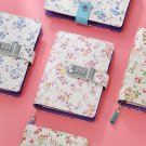 Little Flower PU Cover Notebook Code Lock Journals Personal Diaries Planner Book