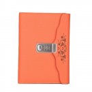 Girls Gift Orange Leather Journal Diary with Combination Lock Vintage Notebook