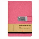 A5 Pink Leather Journal with Combination Password Lock Diary Notebook Girls Gift