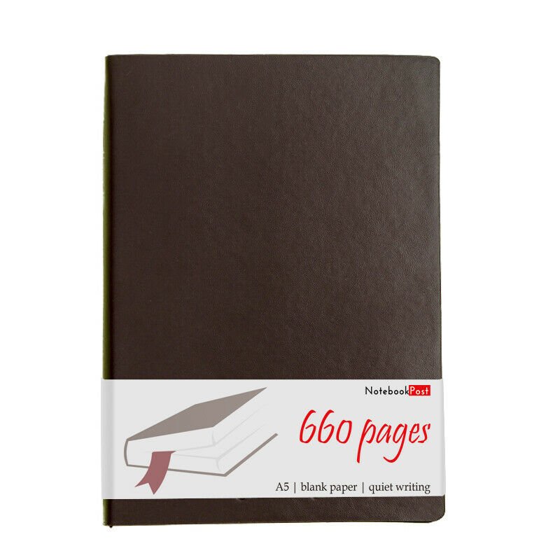 A5 Super Thick Brown Leather Journal, Blank Paper Notebook Sketchbook, 660 Pages