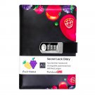A5 Fruit Leather Journal Diary with Password Lock Black Padlock Notebook for Kid