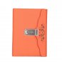 Orange Leather Journal Diary with Code Lock for Girl Embossed Floral Secret Book