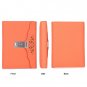 Orange Leather Journal Diary with Code Lock for Girl Embossed Floral Secret Book
