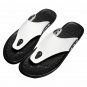 Mens Wide Beach Sandals with Arch Support Teenage PU Leather Thong Slipper White