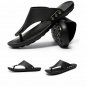 Mens Wide Beach Sandals with Arch Support Teenage PU Leather Thong Slipper White