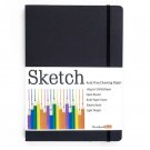 Blank Paper Journal Sketchbook for Drawing A5 Size Black Cover with Elastic Band