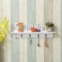 Small Wall Shelf White with 4 Hooks Wooden Rustic Home Decor 18.5", "Sweet Home"