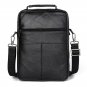 Mens Vertical Messenger Bag Genuine Leather Shoulder Bag Web Strap Flat Design
