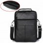 Mens Vertical Messenger Bag Genuine Leather Shoulder Bag Web Strap Flat Design
