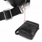 Mens Vertical Messenger Bag Genuine Leather Shoulder Bag Web Strap Flat Design