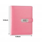 Refillable Journal Notebook with Password Code Lock, A5 Pink Leather Lined Pages