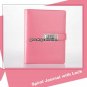 Refillable Journal Notebook with Password Code Lock, A5 Pink Leather Lined Pages