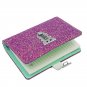 A6 Refillable Journal with Combination Lock, Pink Glitter Cover and Pen Loop