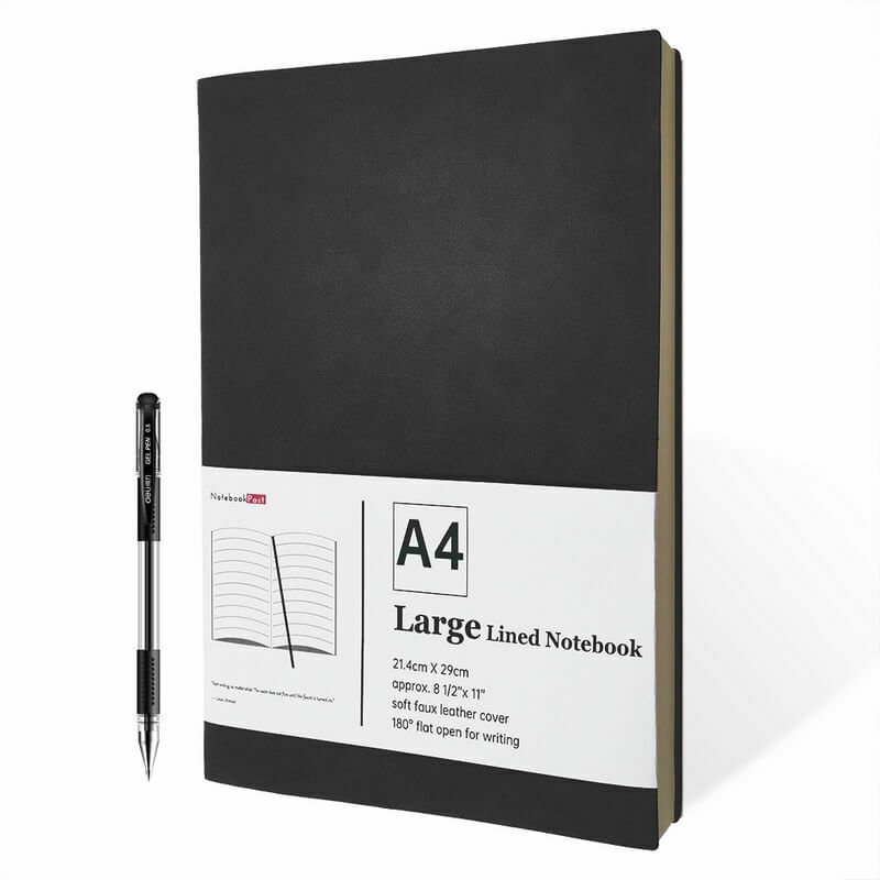 A4 Notebook Soft Leather Cover 400 Pages Lined Writing Paper