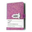 Girls Pink Glitter Notebook with Password Lock for School, A6 Refillable Diary