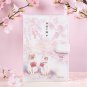 "Sakura and Cat" Leather Cover Daily Journal for Grils, 224 Pages Thick Paper