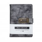 Digital Password Notebook Combination Lock Diary Black Leather Notebook