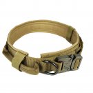 Heavy Duty Tactical Dog Collar with Quick Release Buckle, Hoop & Loop and D Ring - Tan, XL Size