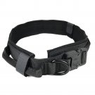 Heavy Duty Tactical Dog Collar with Quick Release Buckle, Hoop & Loop and D Ring - Black, M Size