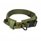 Heavy Duty Tactical Dog Collar with Quick Release Buckle, Hoop & Loop and D Ring - green, M Size