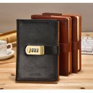 Black Faux Leather Lined Writing Journal with Password Lock for Boys, 260 Pages