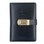 Black Faux Leather Lined Writing Journal with Password Lock for Boys, 260 Pages