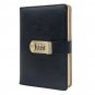 Black Faux Leather Lined Writing Journal with Password Lock for Boys, 260 Pages