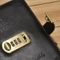 Black Faux Leather Lined Writing Journal with Password Lock for Boys, 260 Pages