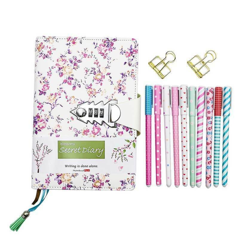 Diary and Pen Gift Set for Girls: Flora Secret Notebook with Lock ...