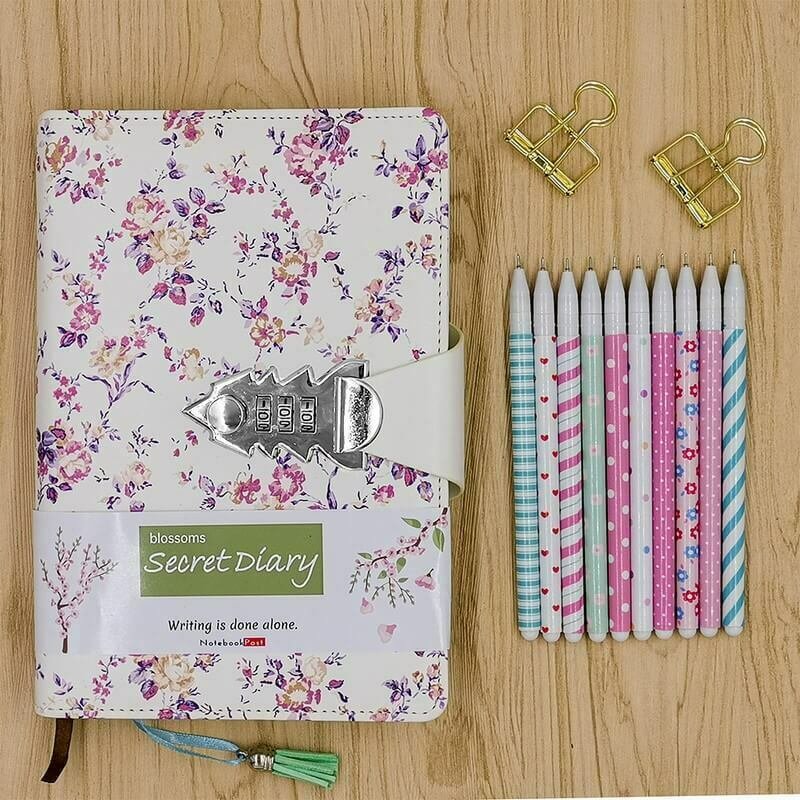 Diary and Pen Gift Set for Girls Flora Secret Notebook with Lock