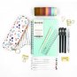 Green Cover Spiral Notebook, Washi Tape and Fineliner Colored Pen for Journaling